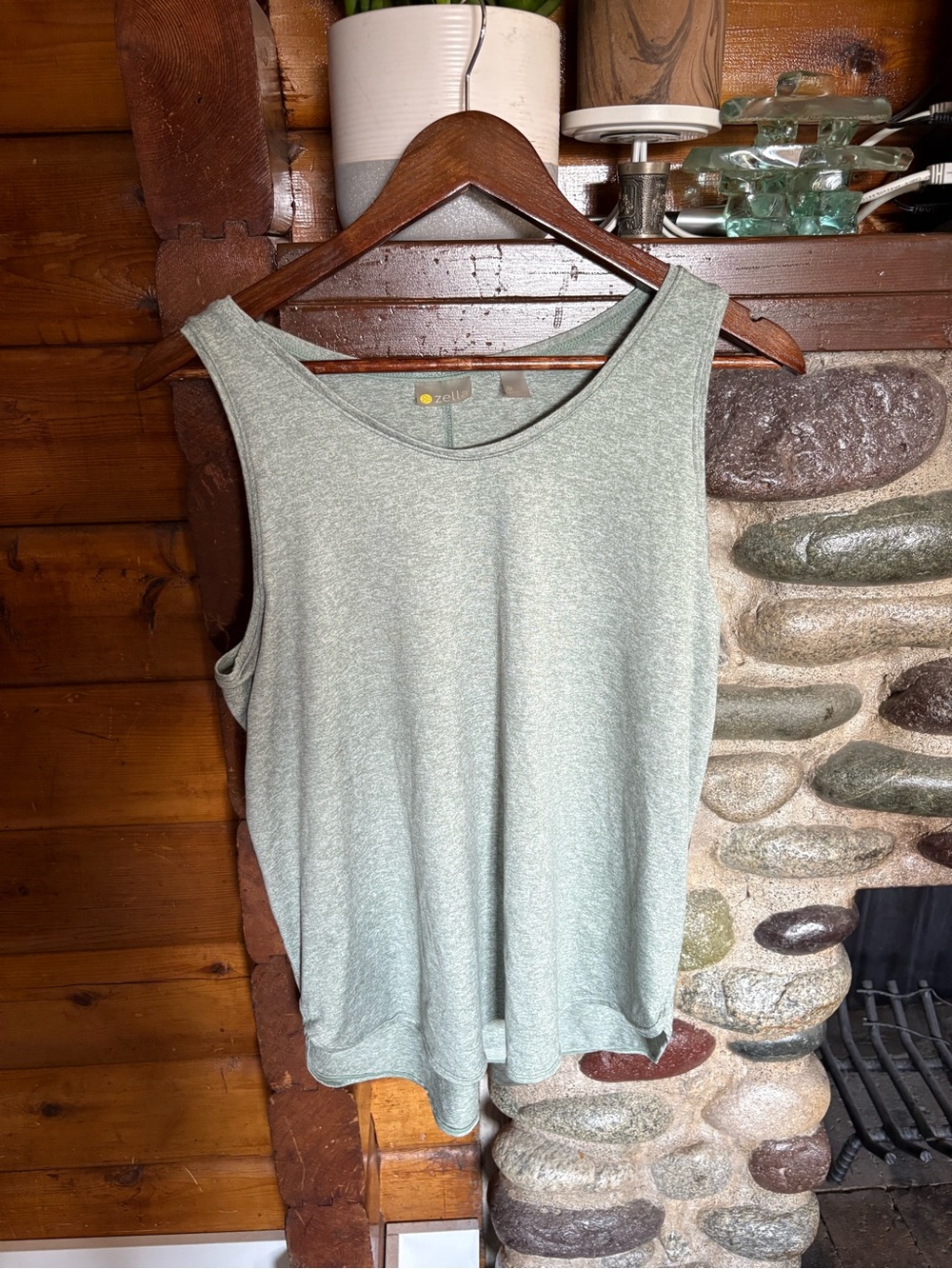 Zella Heathered Sage Green Activewear Tank Top Sleeveless Yoga Gym Small